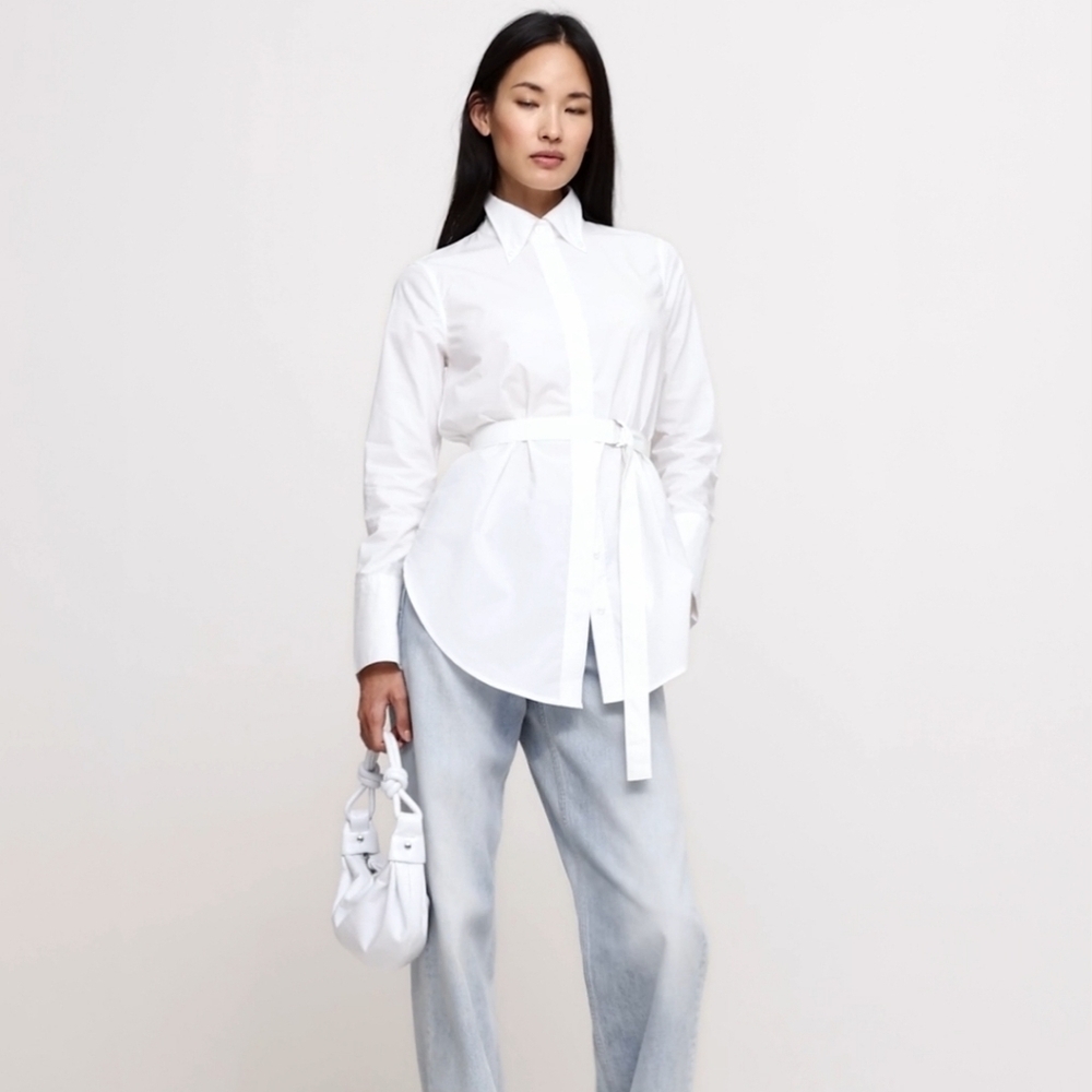 BR Cotton Poplin Belted Tunic Shirt S
